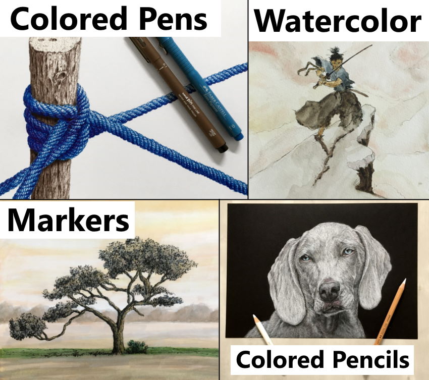 Paintings in different mediums