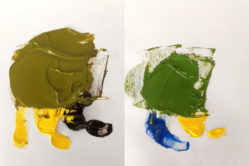 Mixing green oil paint