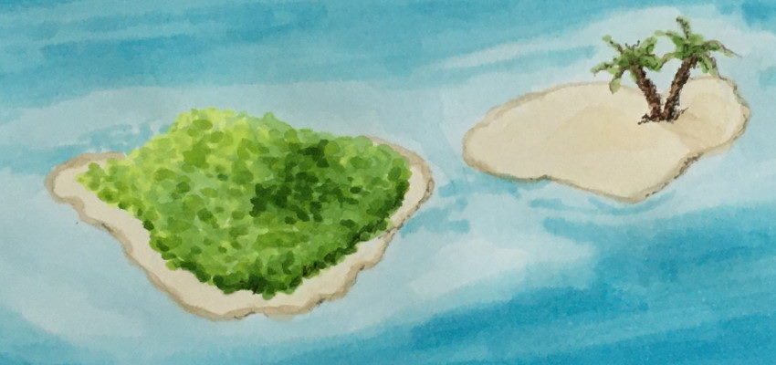 Two islands drawing with markers