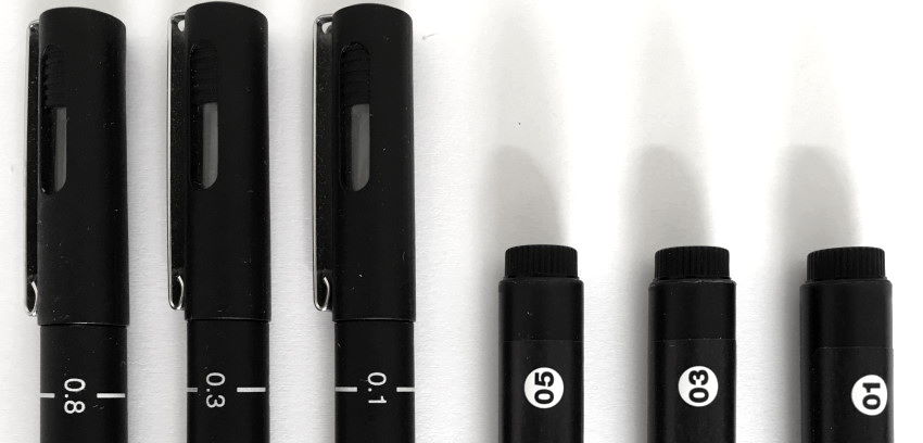 Different sizes of pens