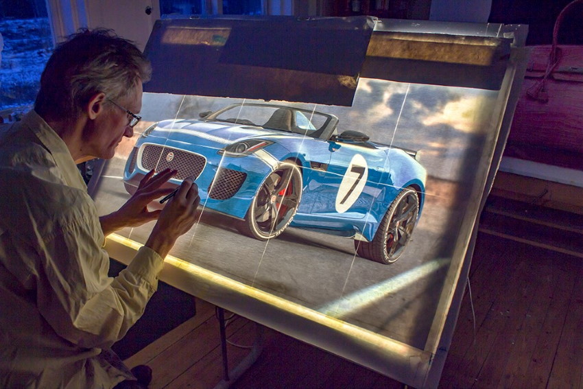 Johannes Wessmark while painting a car