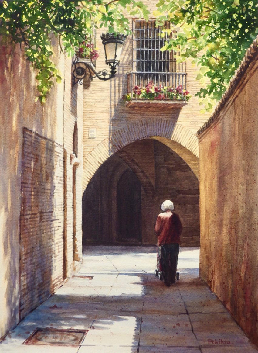 Watercolor cityscape painting by Lana Privitera