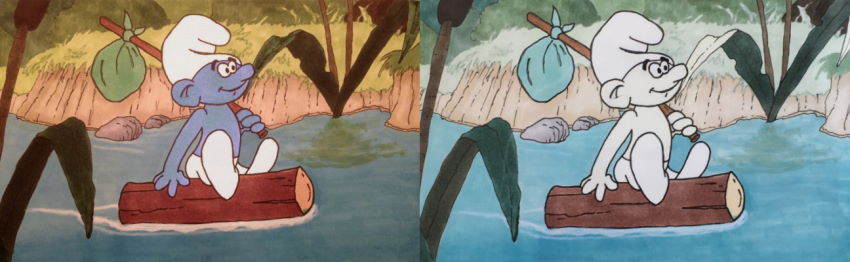 Smurf marker drawing exposed to direct sunlight