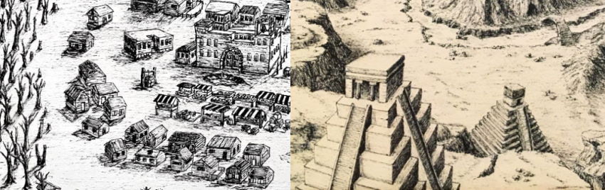 Examples for map drawings with a pen