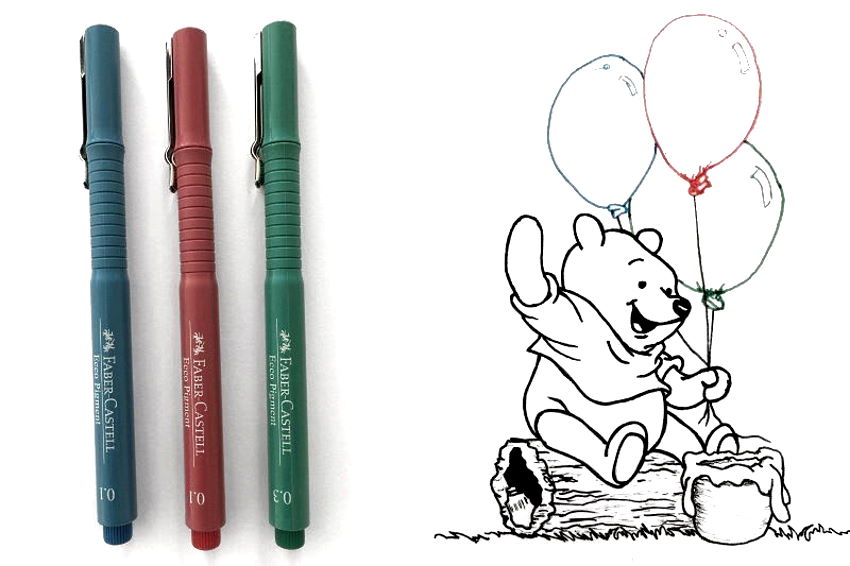 Drawing of Winnie the Pooh with Faber-Castell Ecco Pigment