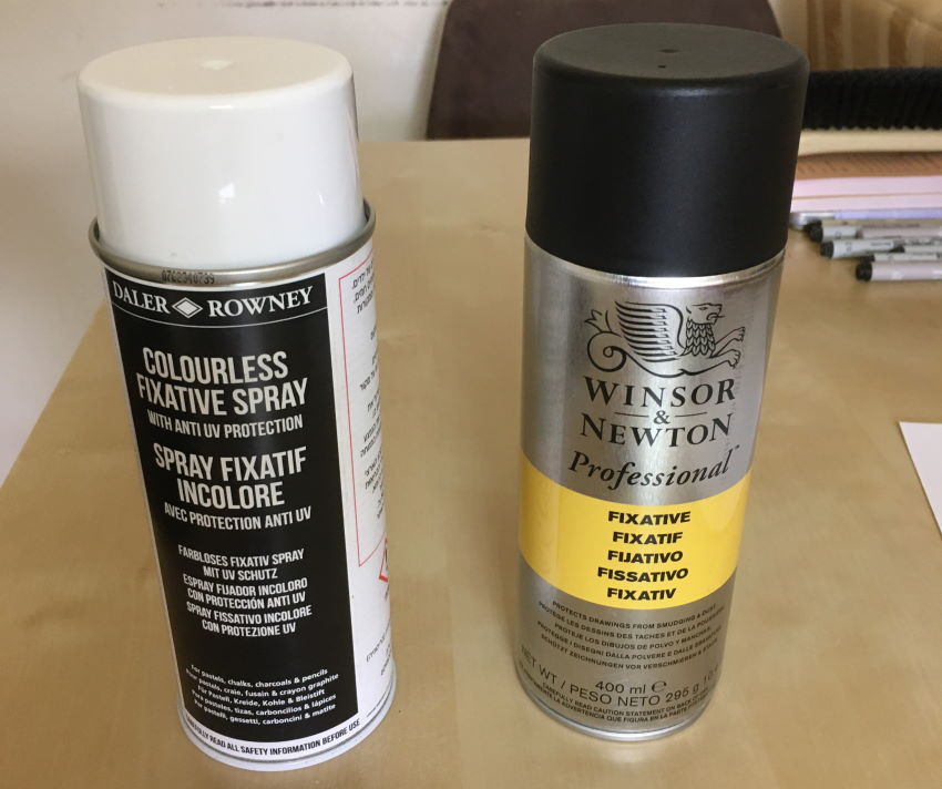 Fixative spray for graphite pencil drawing