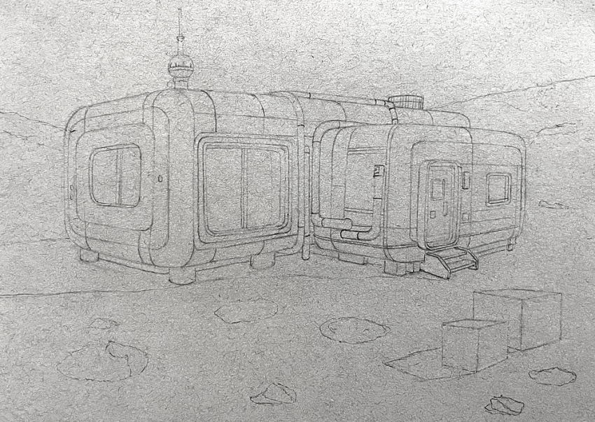 Structure sketch drawing of a house