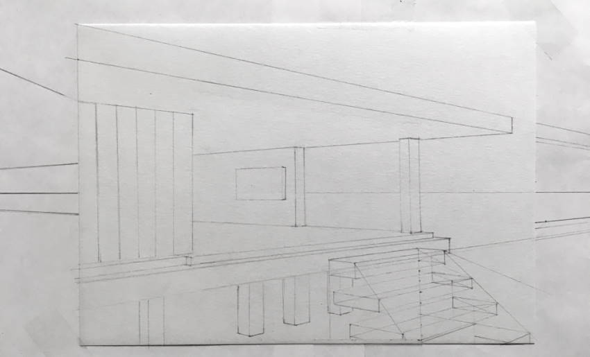 Lines for villa in perspective