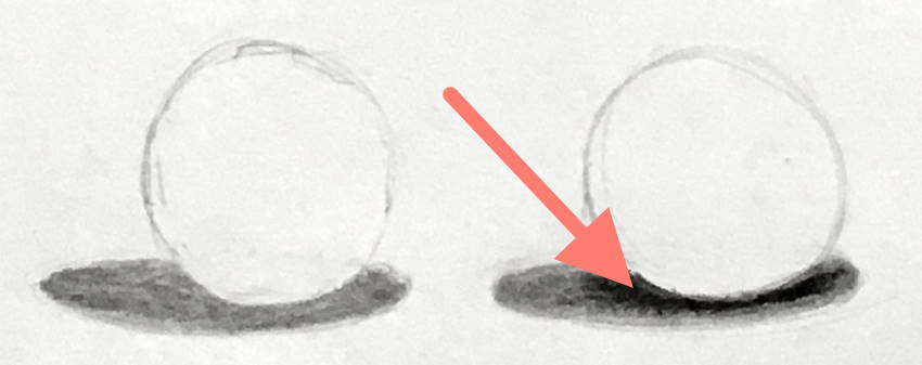 Amebient occlusion in cast shadow of a ball